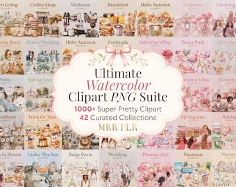 Clipart Megabundle, 1000+ PNG Entire Shop Bundle, MRR PLR Resell Rights