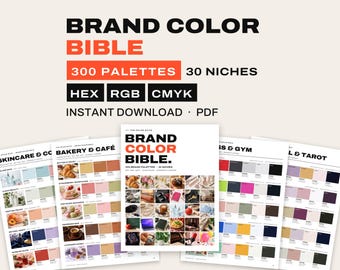 Libro de paletas de colores de marca, 300 combinaciones, kit de marca para pequeñas empresas, códigos HEX RGB CMYK