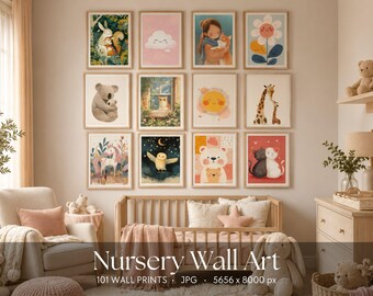 Nursery Wall Art Bundle, Baby Room Decor, Printable Kids Art, Playroom Prints, Digital Download
