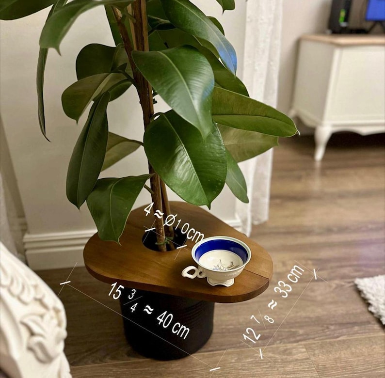 Magnetic Solid Wood Plant Stand, Planter Cover, Pet Protector, Wooden Plant Top Cover and Side Table Bild 10