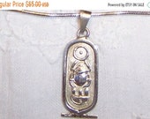 EXTENDED SALE 20 OFF Vintage Egyptian pendant with snake chain. Sterling silver.
