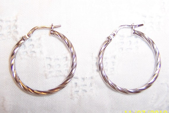 Vintage Twisted Hoop earrings. Sterling silver. - image 1