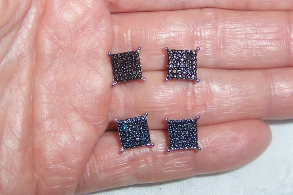 Vintage diamonds studs bridal earrings, set of 3 … - image 4