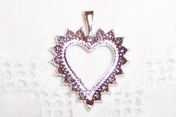 Vintage Hearth Diamond pendant. Sterling silver. - image 2