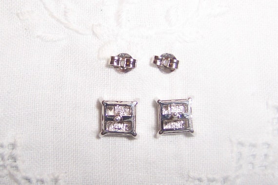 Vintage diamonds studs bridal earrings, set of 3 … - image 3
