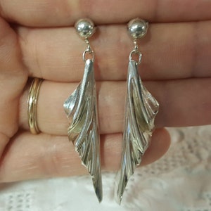 Vintage Wings Like, dangle earrings. Sterling Silver. image 1