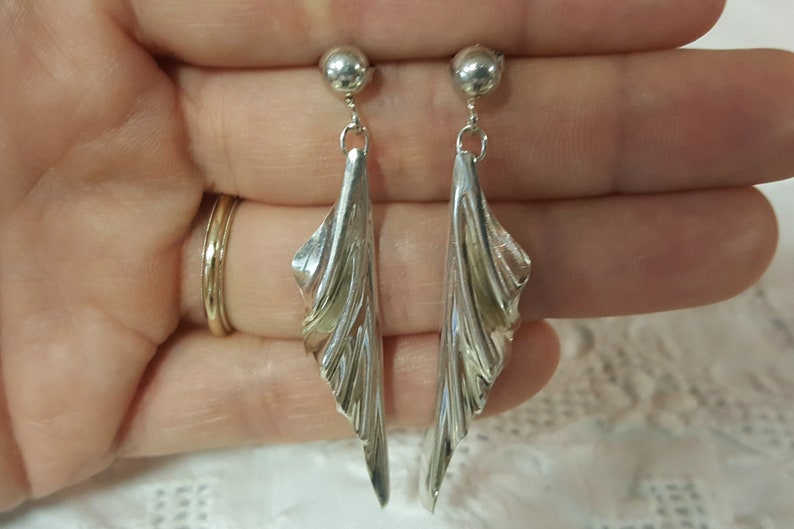 Vintage Wings Like, dangle earrings. Sterling Silver. image 1