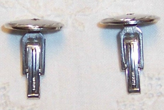 Vintage diamond cut and clear stone cuff links. S… - image 3