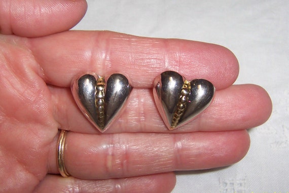Vintage Hollow Heart earrings. Sterling Silver. - image 1