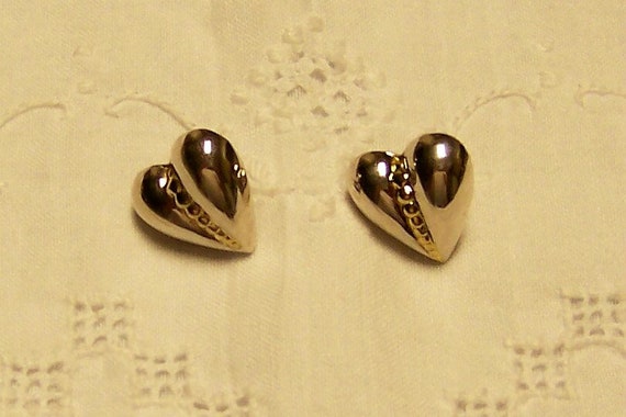 Vintage Hollow Heart earrings. Sterling Silver. - image 3