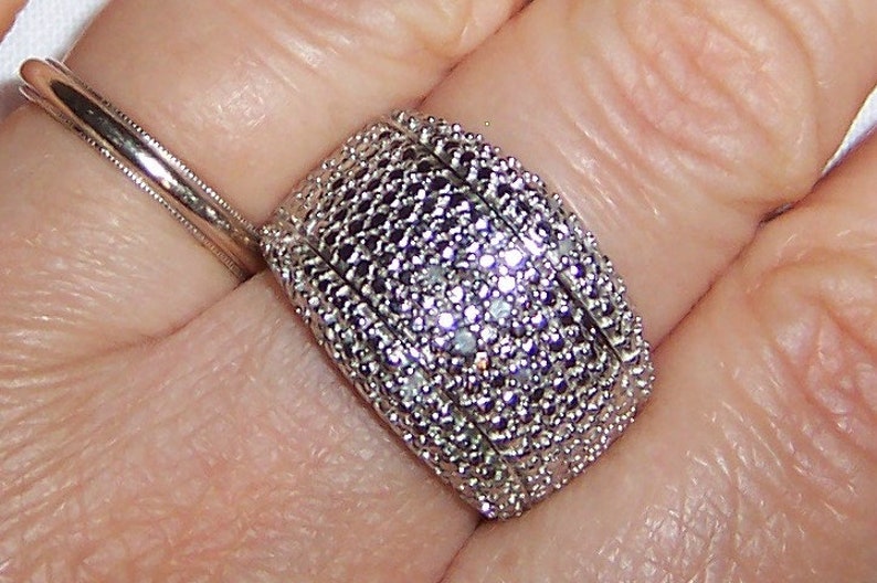 Sterling over brass. EXTENDED SALE 20/% OFF Vintage Band Diamond ring