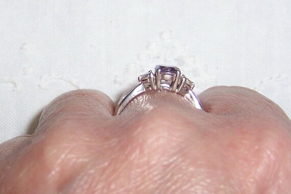 Vintage Lavender and Clear cubic zirconias ring. … - image 5