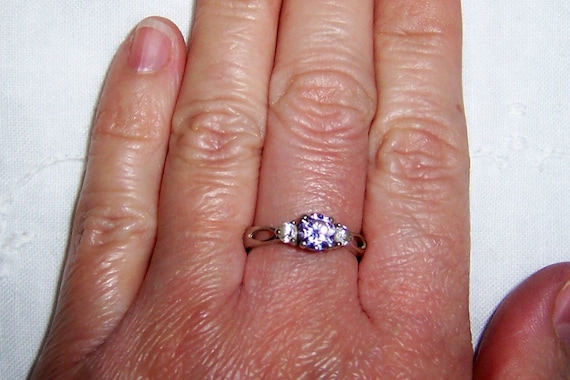 Vintage Lavender and Clear cubic zirconias ring. … - image 4