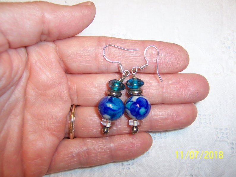 SPRING SALE 20/% OFF Vintage Chinese Ceramic earrings Sterling silver.