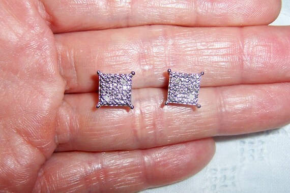 Vintage diamonds studs bridal earrings, set of 3 … - image 2