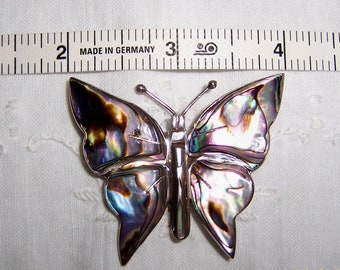 Vintage abalone butterfly brooch. Sterling silver. Read description before buying.