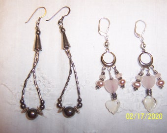 Vintage Liquid Silver and chandelier earrings (2 pairs set). Sterling silver. More info in description.