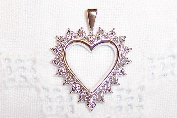 Vintage Hearth Diamond pendant. Sterling silver. - image 1