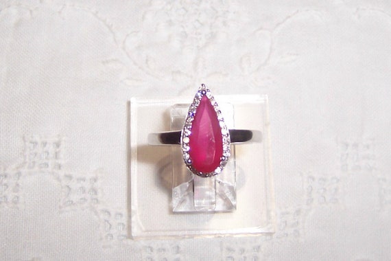 Vintage lab created ruby and clear cubic zirconia… - image 2