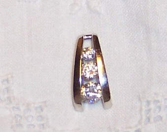 Vintage Cz's Pendant slide. Sterling Silver.