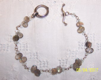 Vintage High Quality labradorite bracelet. Sterling plated.