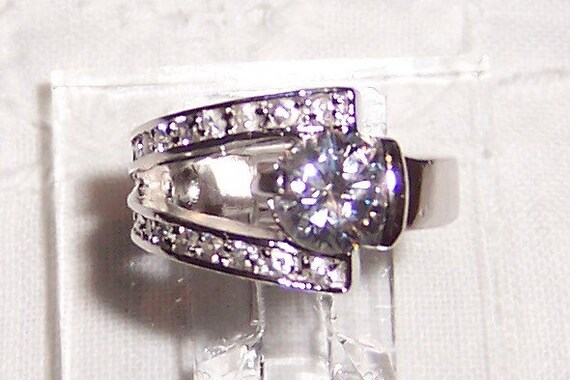 Vintage Clear Cubic zirconias modern engagement o… - image 1