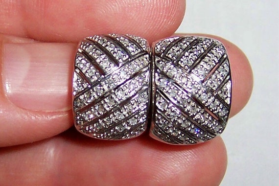 Vintage Affinity diamonds hoop earrings. Sterling… - image 1