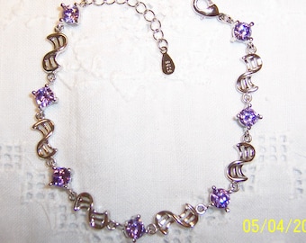 Vintage Purple Stones bracelet. Sterling silver.