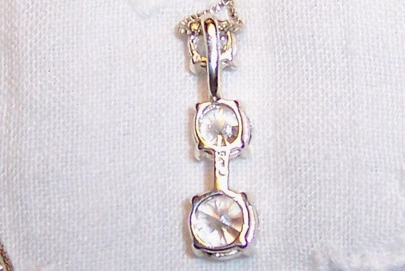 Vintage 3 Round Clear stones pendant. Sterling si… - image 2
