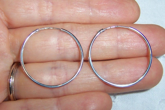 Vintage Round Hoop earrings. Sterling silver. - image 2