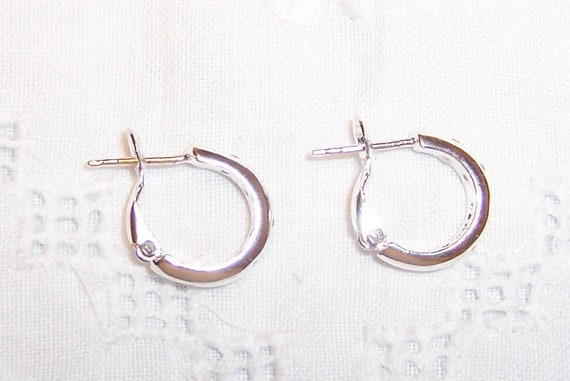 Vintage Clear Stones hoops earrings. Sterling sil… - image 3