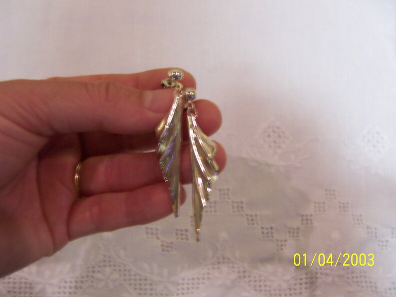 Vintage Wings Like, dangle earrings. Sterling Silver. image 5