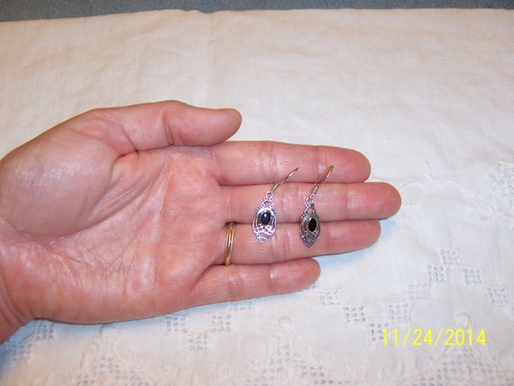 Viintage Filigree and Black enamel earrings. Ster… - image 6