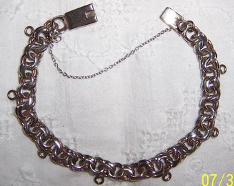 Vintage Chunky Links bracelet for charms. Sterling silver. Not signed but tested positive for Sterling.