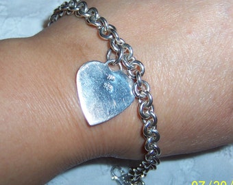 Vintage Heart Charm bracelet. Sterling silver.