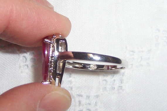 Vintage lab created ruby and clear cubic zirconia… - image 7