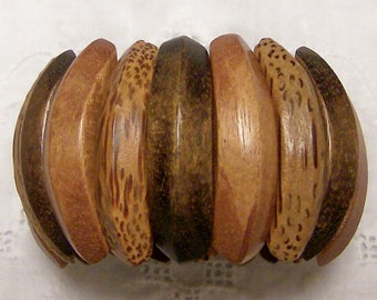 Vintage Solid Oak wood multi-color bracelet. Stretch