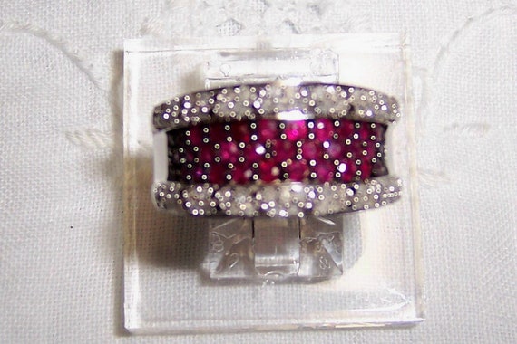 Vintage diamonds and rubies ring, size 7. Sterlin… - image 2