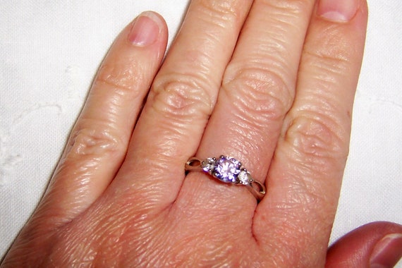 Vintage Lavender and Clear cubic zirconias ring. … - image 3