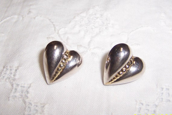 Vintage Hollow Heart earrings. Sterling Silver. - image 2