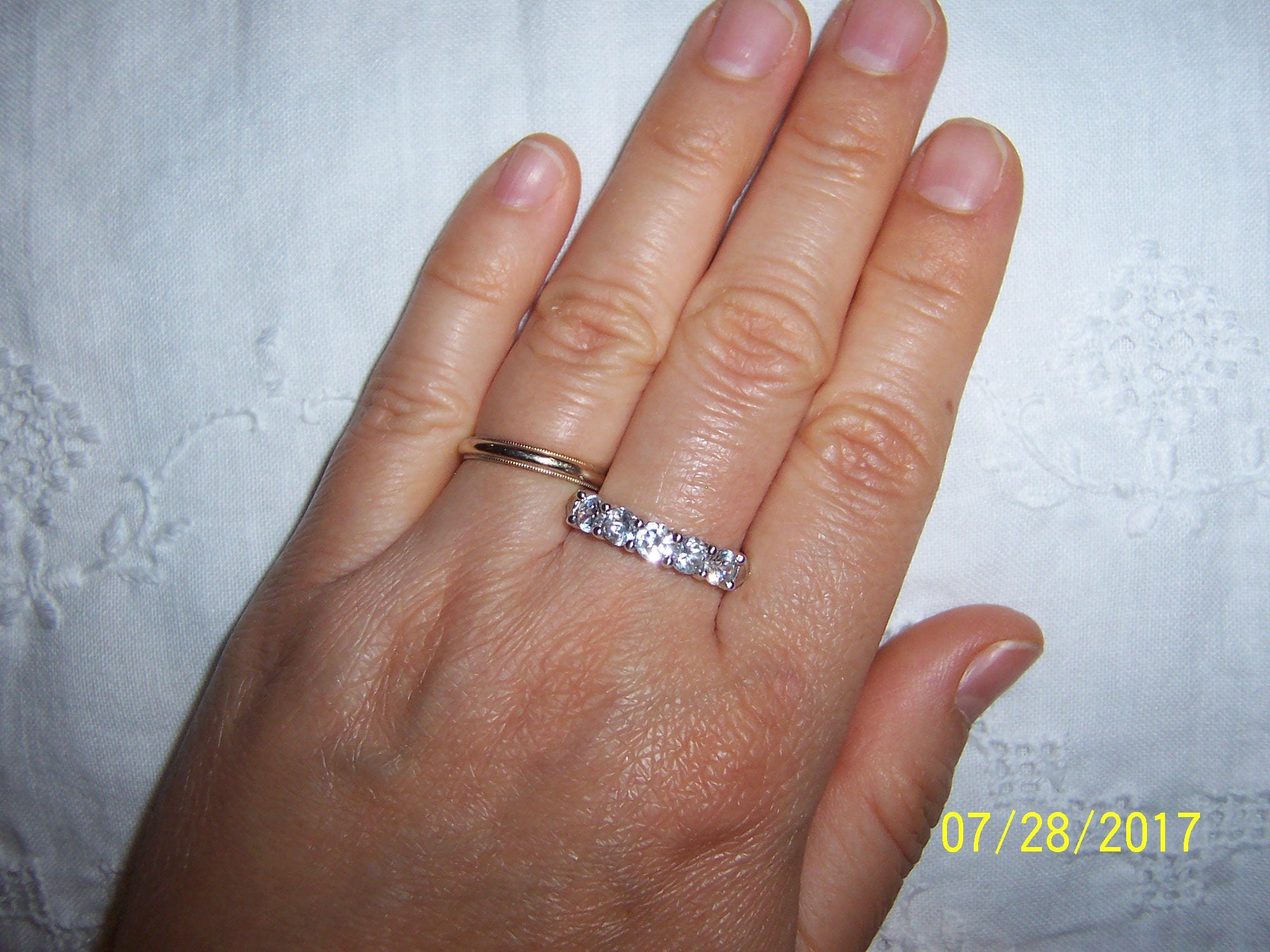 Vintage 5 Round Clear Cubic Zirconias Engagement or Wedding