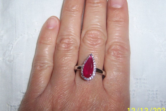 Vintage lab created ruby and clear cubic zirconia… - image 3
