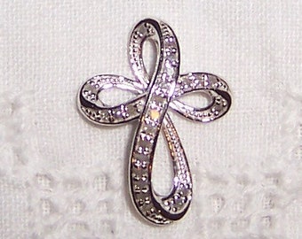 Vintage Diamonds Cross pendant. Sterling silver.