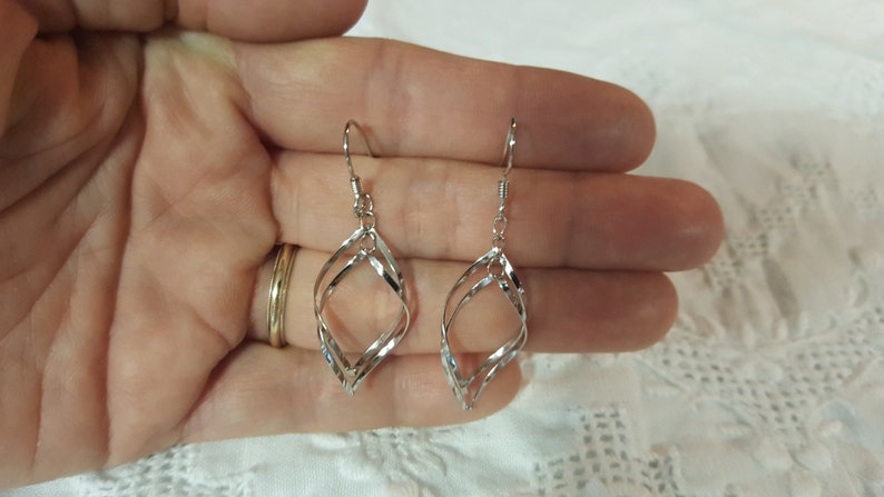 Vintage Twisted Dangle earrings. Sterling Silver. image 7