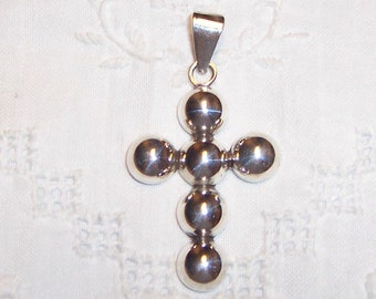 Vintage Puffed Cross pendant. Sterling silver.