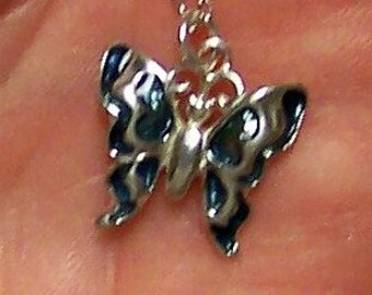 Vintage Butterfly pendant and chain. Sterling Silver.