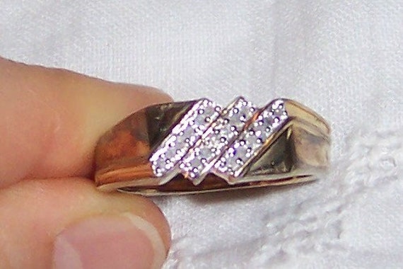 Vintage men or women diamonds ring, size 10.5. Ye… - image 2