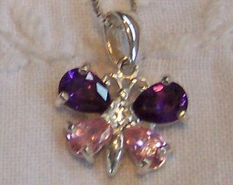 Vintage Butterfly Pendant w/chain. Sterling silver.