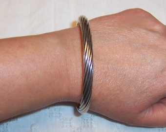 Vintage Twisted Oxidized bangle. Sterling silver.