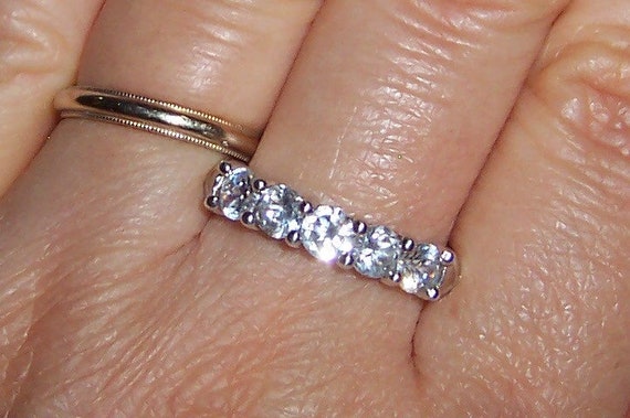 Vintage 5 Round Clear Cubic Zirconias Engagement or Wedding